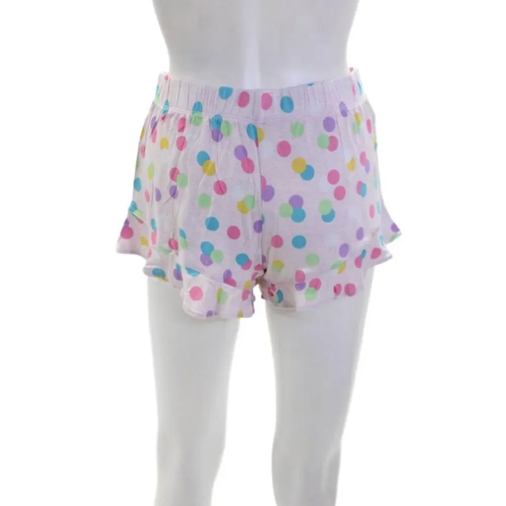 Emerson Road Womens Polka Dot Button Up Sleepwear Top + Shorts Set Pink Size XS